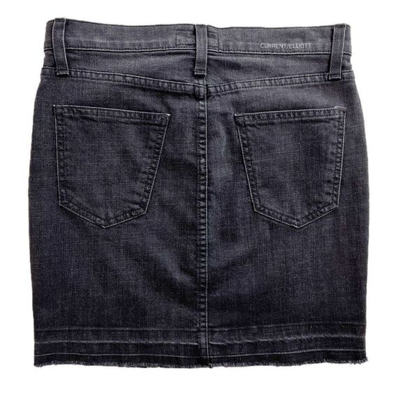 Current/Elliott Skinny Mini Denim Skirt Released Hem Drifter Washed Black 24 NWT - Picture 2 of 9